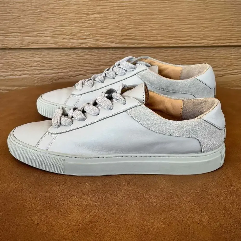 KOIO Light Gray & White Low-Top Leather Sneakers Sz 40
